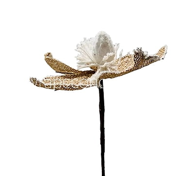 Big Jute Flower on Stick