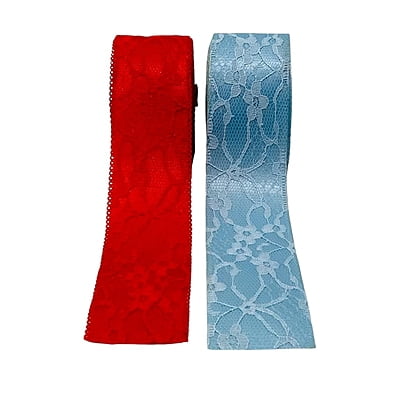 Net Lace Ribbon - Sky/Red