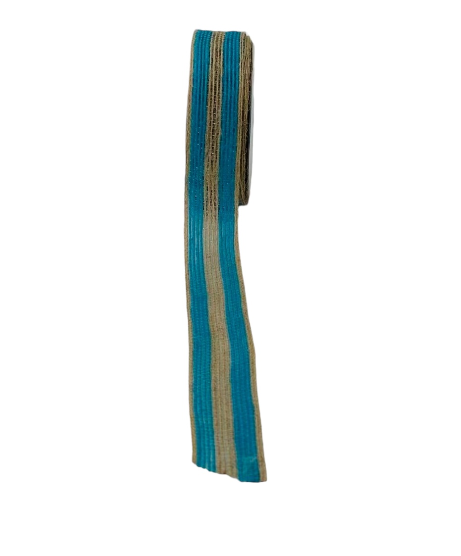 Jute Ribbon Double Stripe - Pink/Blue/Brown/White
