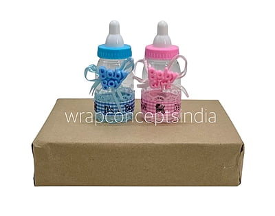 Pink/Blue Baby Bottle with Teddy