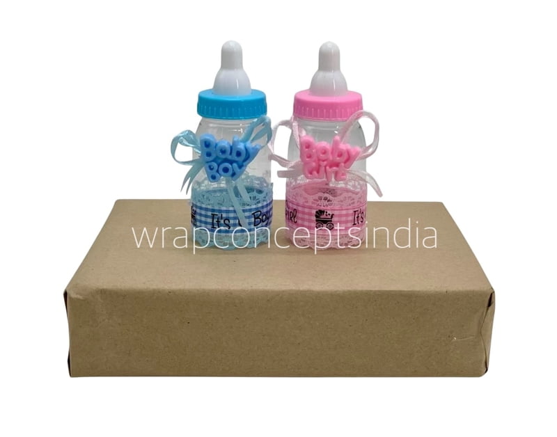 Pink/Blue Baby Bottle with Teddy