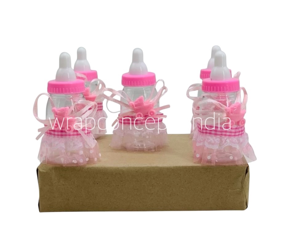 Pink/Blue Bottle with Frill & Motif
