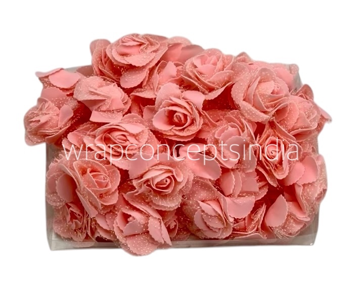 Peach Medium Foam Rose With Net