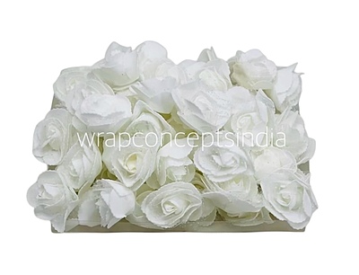 White Medium Foam Rose With Net
