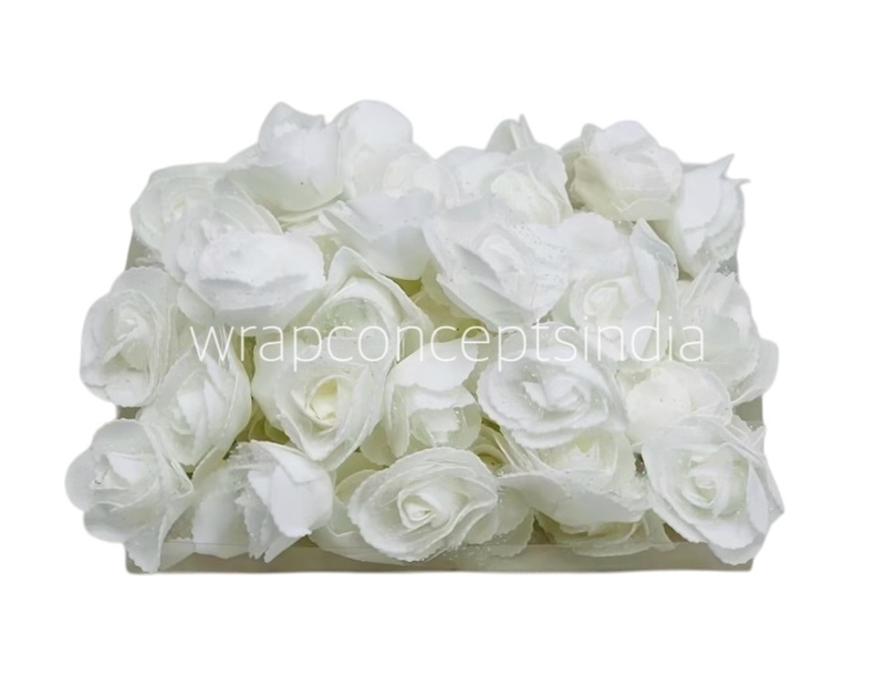 White Medium Foam Rose With Net