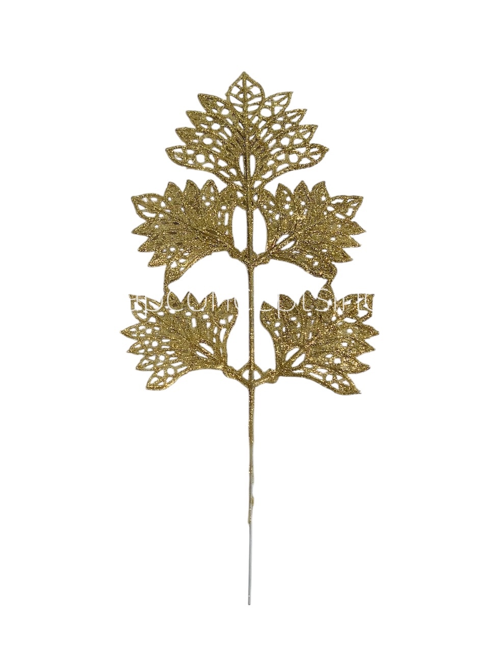 Gold Glitter Leaf on stick 1
