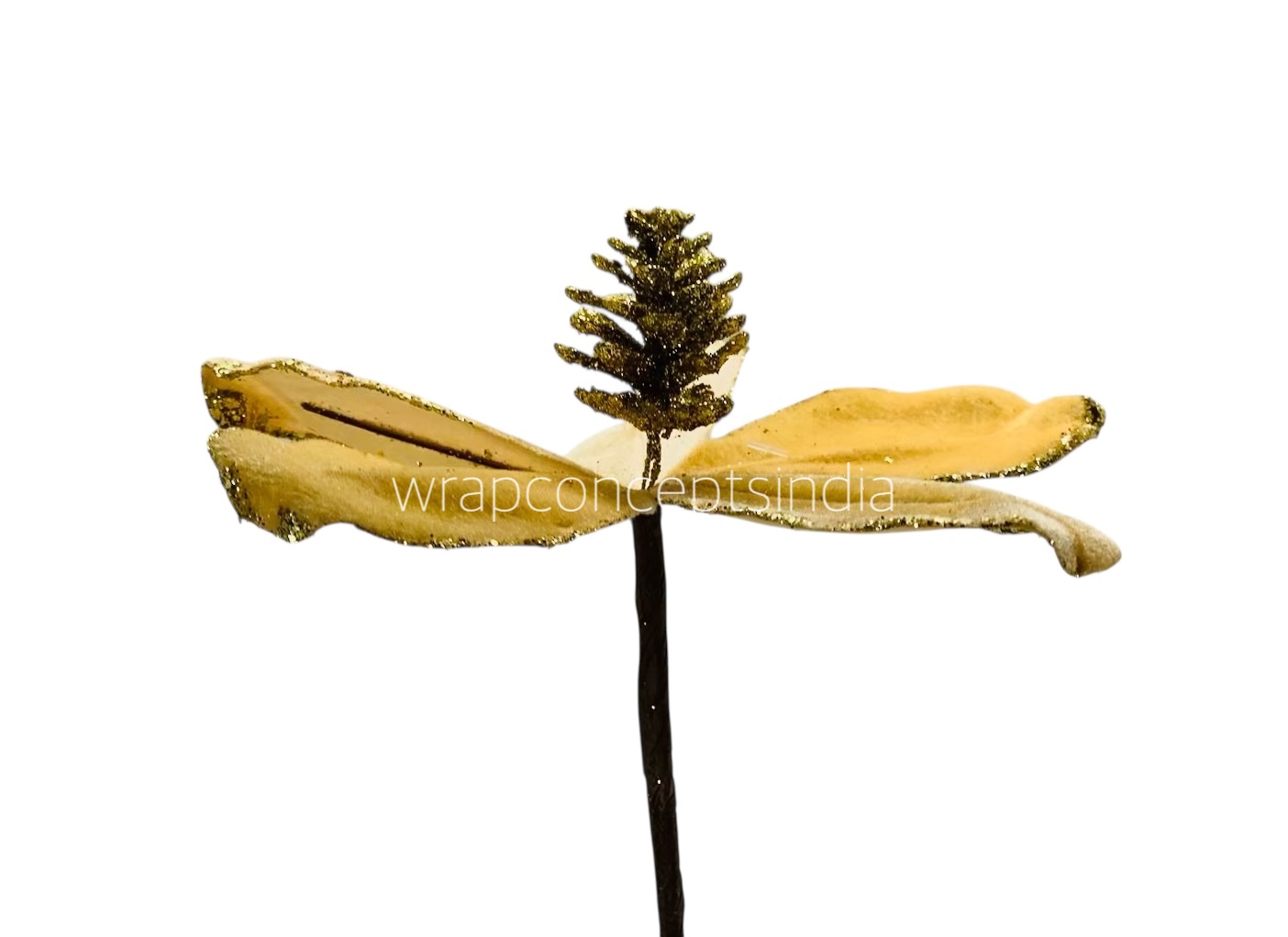 Velvet Flower with Gitter Pine Center-Tangerine