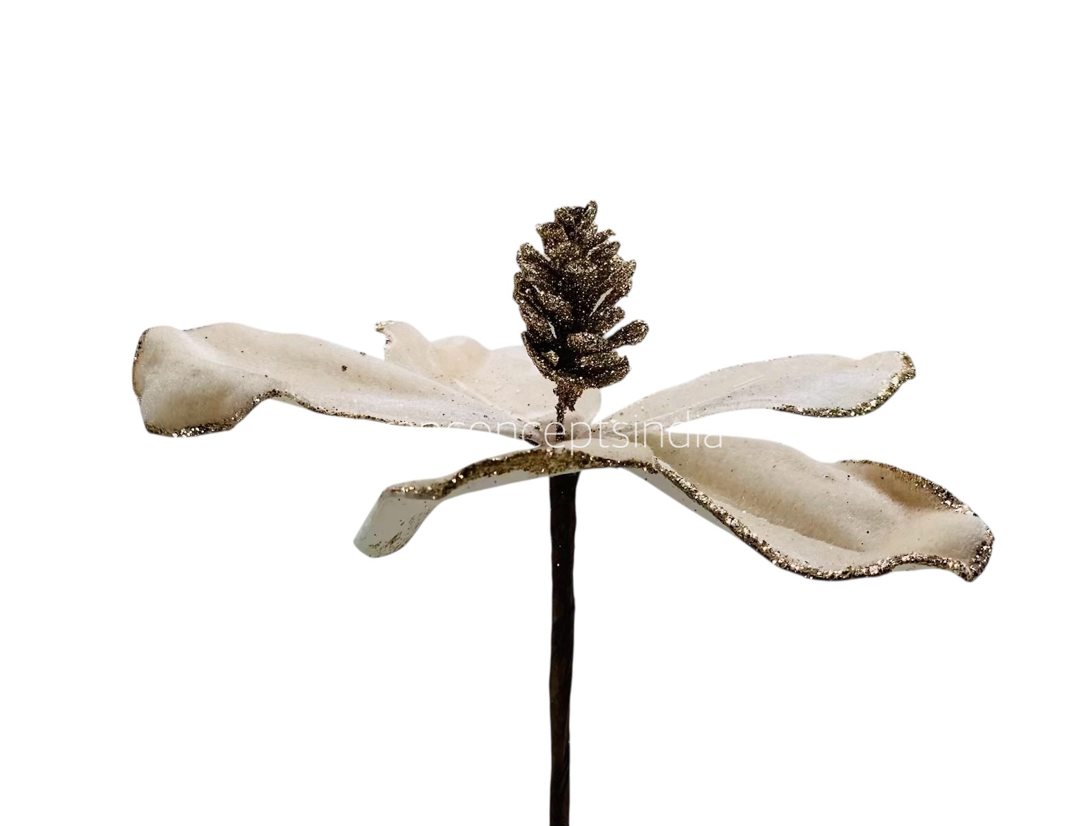 Velvet Flower with Gitter Pine Center-Tangerine