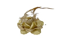Light Gold Rose With Feather & Pearl String