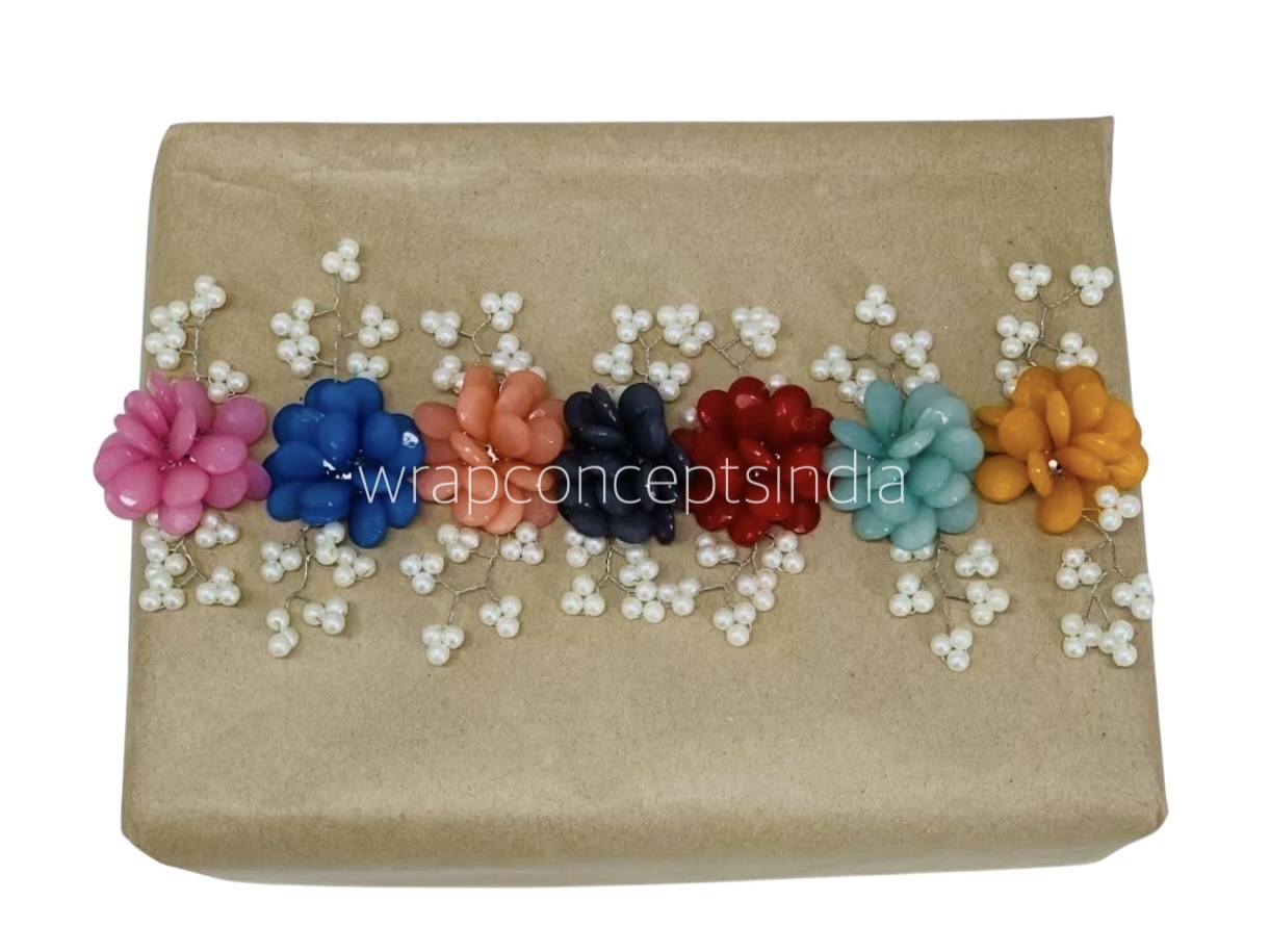 Stone Flowers with Pearl Add-ons- Multicolor