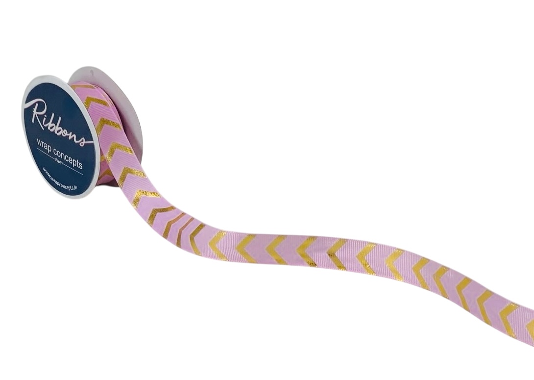 Gold Foil Chevron Grosgrain Ribbon