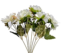 Dahlia Bunch with Leaves-Milky White