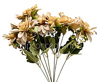 Dahlia Bunch with Leaves-Milky White