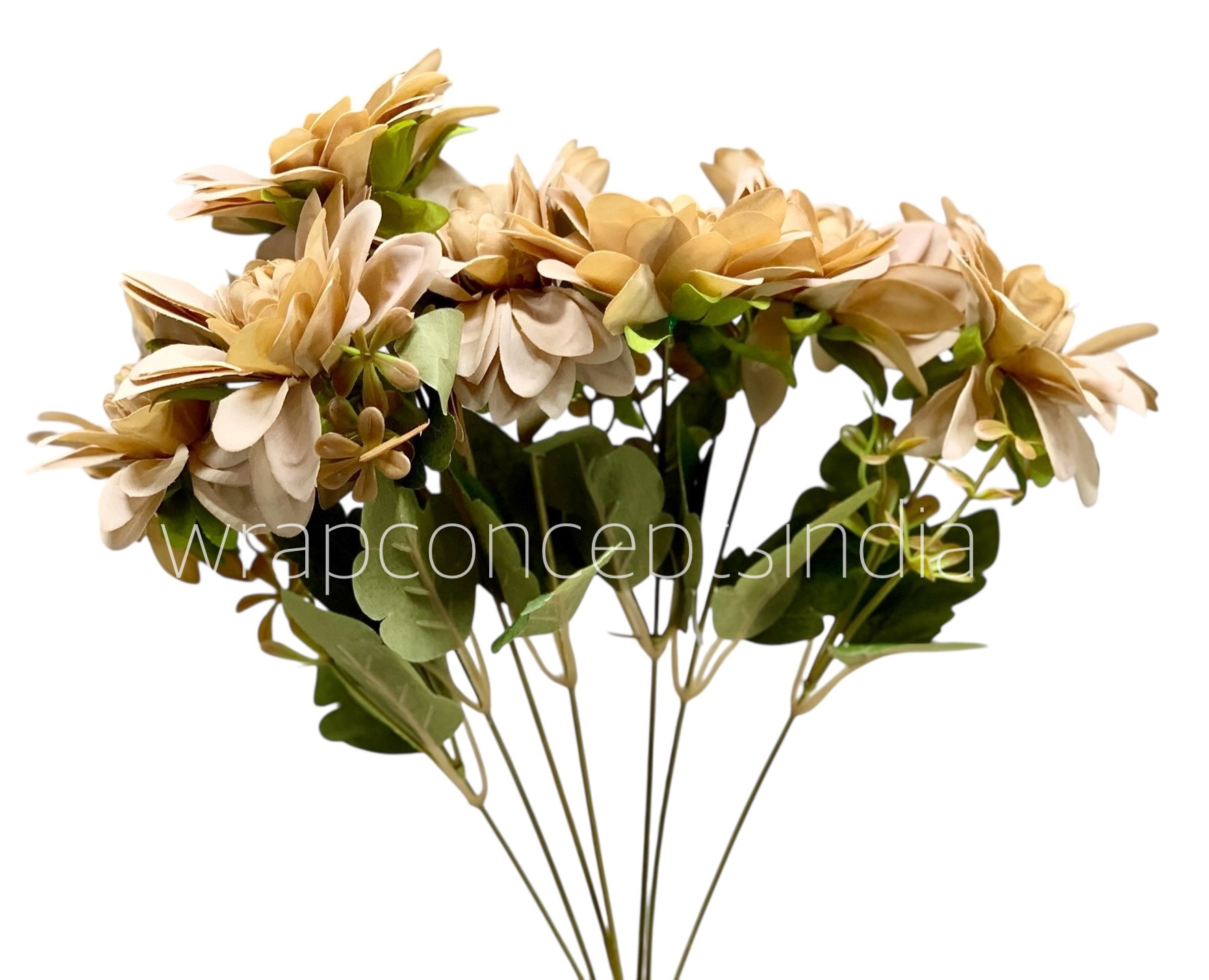 Dahlia Bunch with Leaves-Milky White