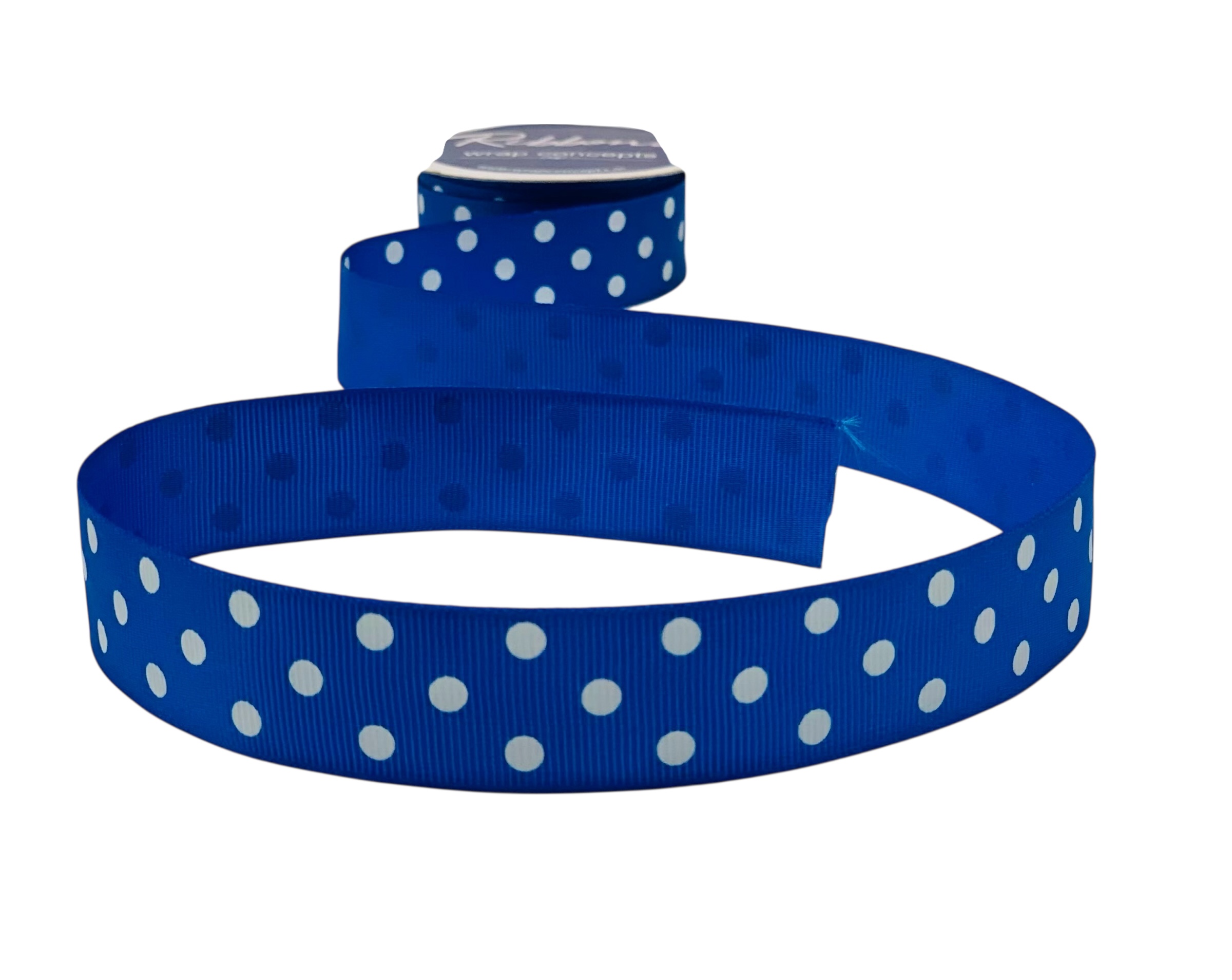 Polka Dot Ribbon - Blue With White-Blue-2.5 cms-10 yards