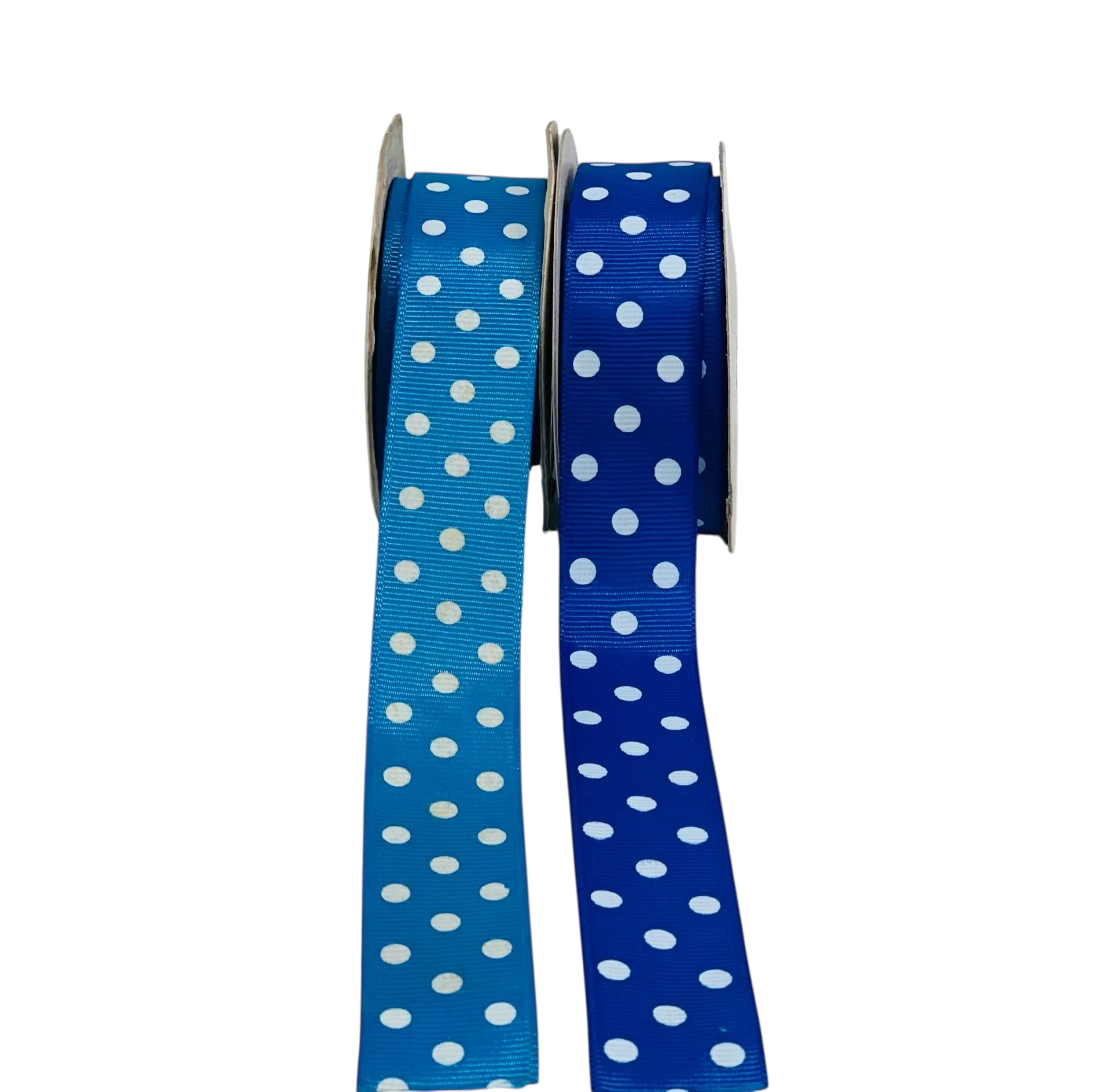 Polka Dot Ribbon - Blue With White