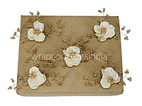 Dual Acrylic Flowers with Pearl Add-ons-Dk. Peach