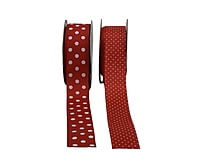 Polka Dot Ribbon - Red with White-Red-2.5 cms-10 yards