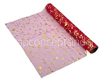 Fuchsia Gold Leaf Organza Roll