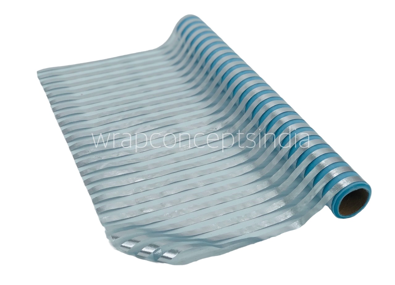 Silver Foil Stripe Organza Roll