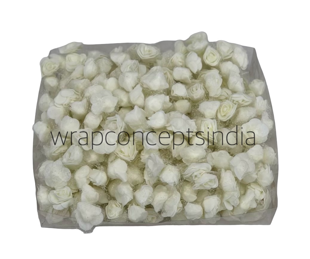 Small Foam Roses with Net -Ivory