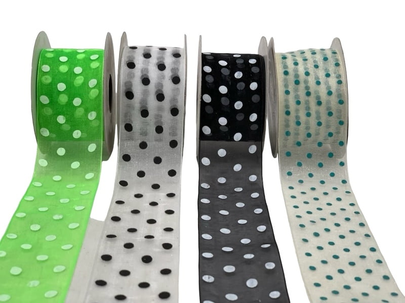 Organza Polka Ribbon - 4 cms