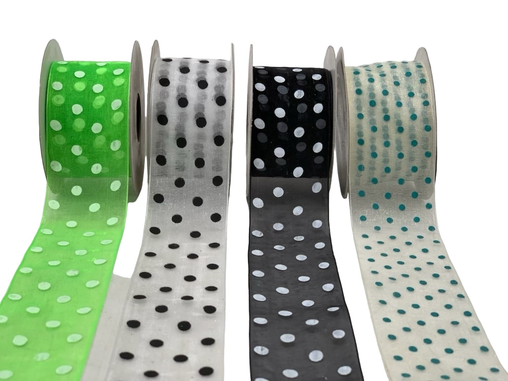 Organza Polka Ribbon - 4 cms