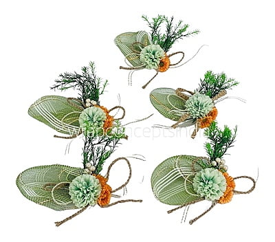 Green Carnation with Orange Sun Flowers Ready Bunch