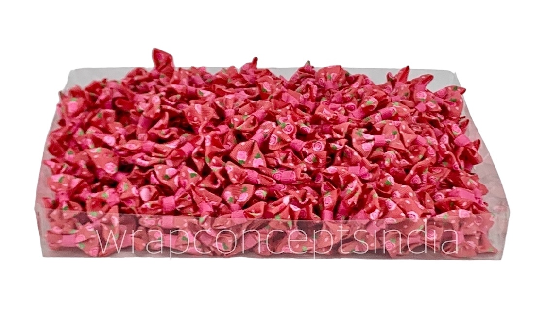 Small Bows with Flower Print - Coral