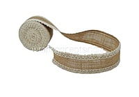 Jute Burlap Ribbon with Ivory Crochet Lace