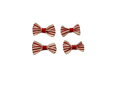 Cream & Red Stripe Bows