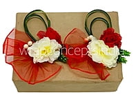 Ivory Petunia with Red Jute Rose Ready Bunch