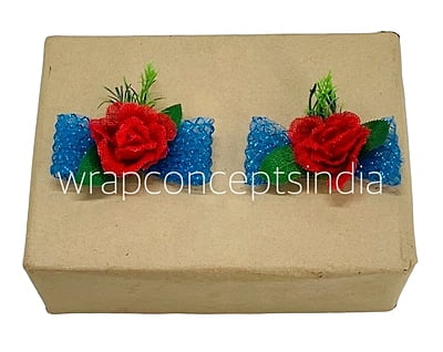 Red Flower with Blue Ribbon Ready Bunch