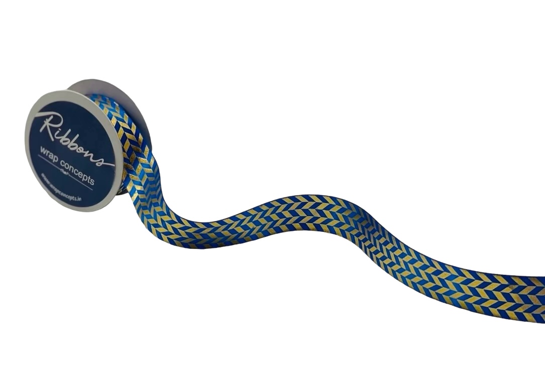 Gold Foil Herringbone Satin Ribbon