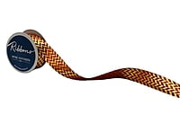 Gold Foil Herringbone Satin Ribbon