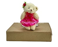 Teddy With Dress & Bow - Multicolour