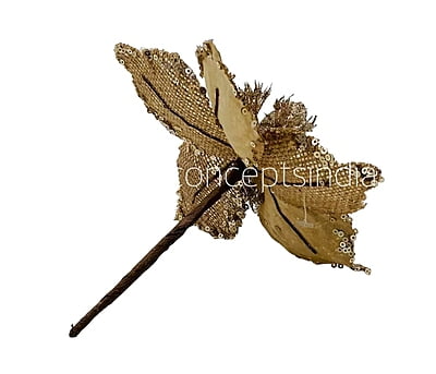 Big Jute Flower on Stick