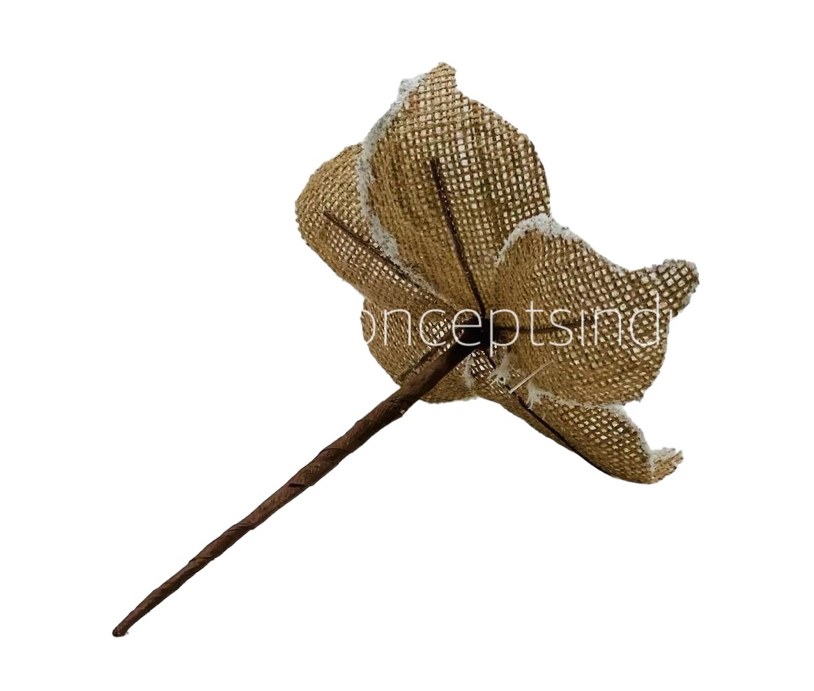 Big Jute Flower on Stick