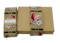Santa Claus Face Natural Burlap Ribbon