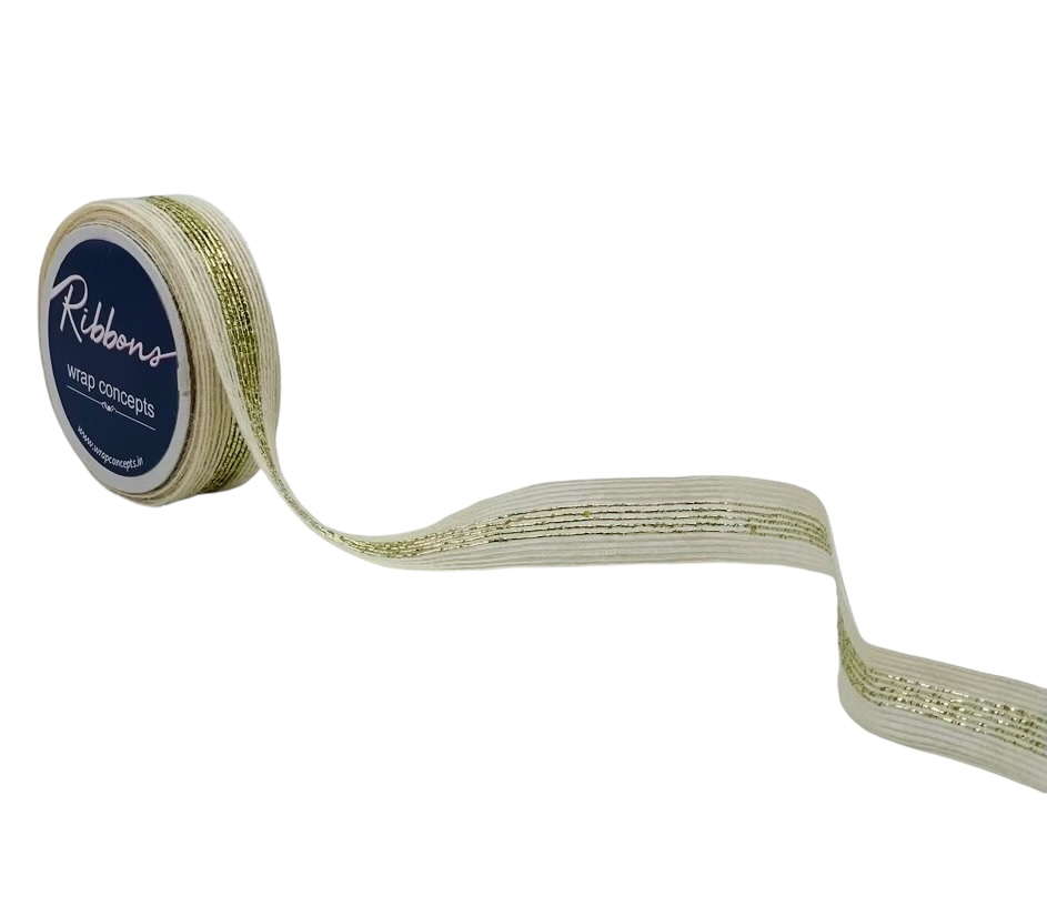 Ivory Jute Ribbon with Gold Center