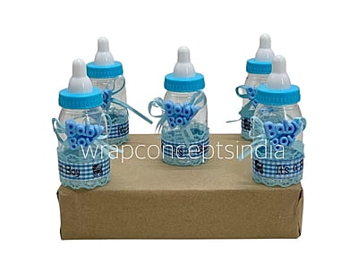 Pink/Blue Baby Bottle with Teddy