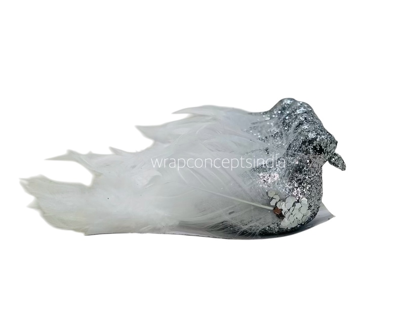 Gold Glittery Birds with Feather Tails