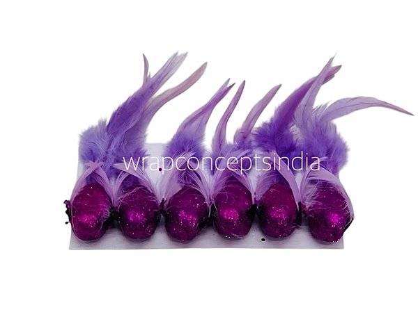 Glittery Birds with Feather Tails (Multicolour)-White