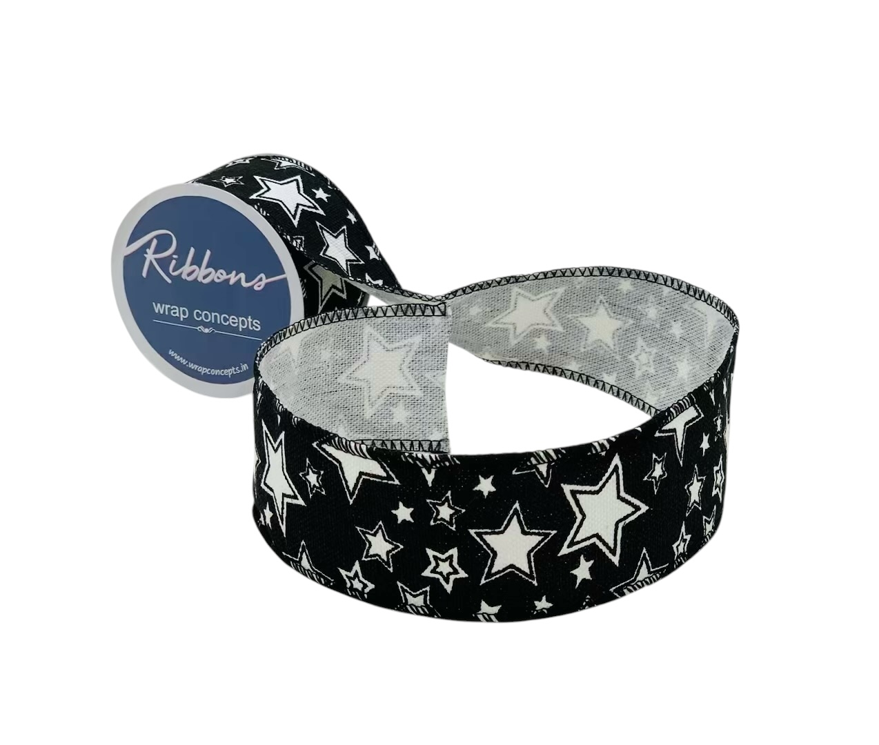 Black Star Burlap Ribbon
