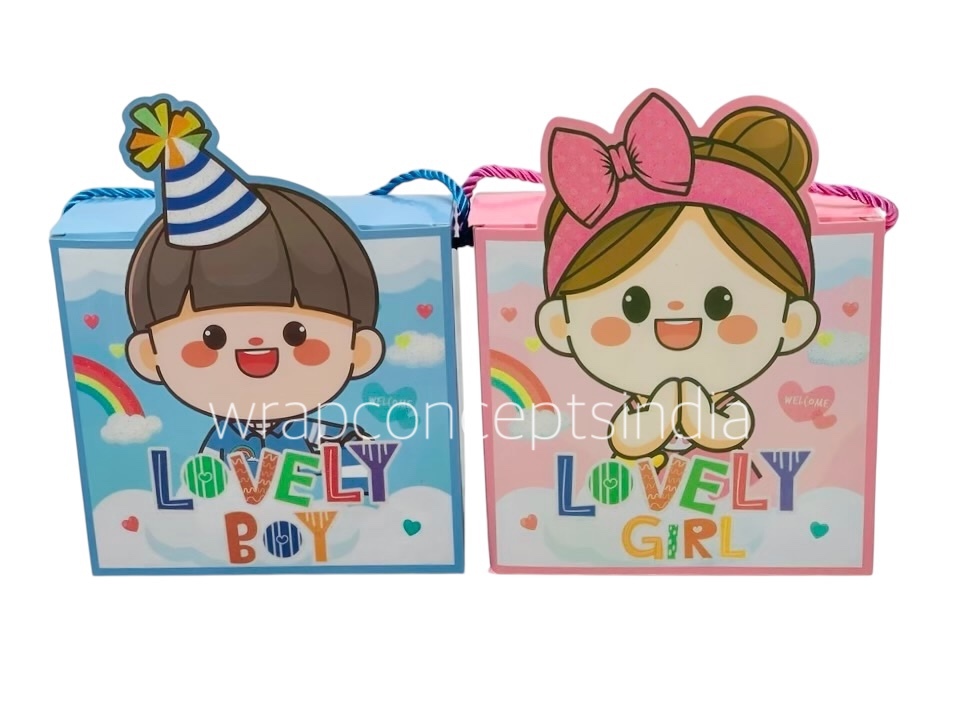 Lovely Boy/Girl Foldable Paper Gift Bag Box