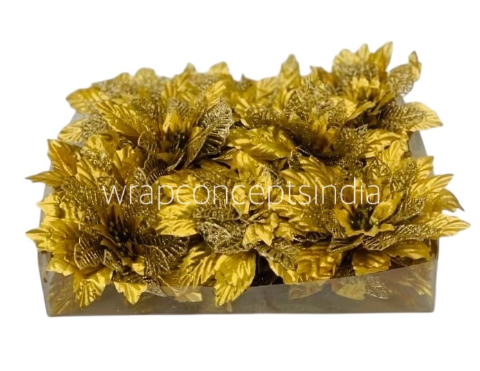 Flower with glittered pollen-Orange, Red & Gold