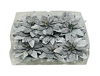 Silver Glitter Metallic Poinsettias