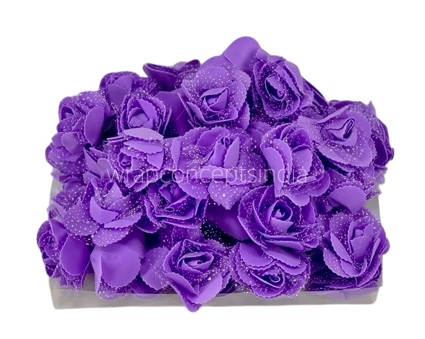 Purple Medium Foam Rose With Net