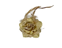 Light Gold Rose With Feather & Pearl String