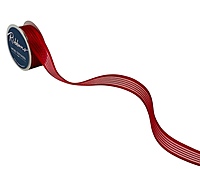 Sheer Stripes Ribbon Satin Edges-Maroon-10 yards